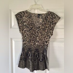 Milano Black and Tan Leopard Print Blouse